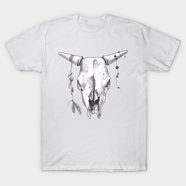 Animal Skull Art T-Shirt by NJORDUR